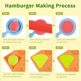 Aprilwolf 22 PCS Burger Dough Sets for Kids Ages 3 4-8, Art Crafts Dough Tools Toys Kit Include Play Food Molds, Hamburger, Fries, Kitchen Creations Food Play Toys for Boys Girls Birthday Gift