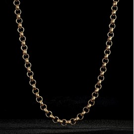 THE BLING KING Men's 8mm Gold Plated Belcher Chain Necklace | 24-Inch Diamond Cut Luxury Necklace Weight: 68g Gold Plated Neckalces for Men