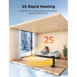 1500W Portable Electric Space Heater, Fast Heating Ceramic Heaters for Indoor Use with Thermostat, 4 Modes,60° Oscillating,24H timer, Quiet and Safe Heating for Office Desk Bedroom Livingroom, Black