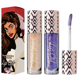 Qawnfy 2 Colors Boss Up Color Changing Lip Oil, Shimmering Temperature Color Changing Lip Gloss Tinted Lip Stain, Long Lasting Nourishing Moisturizing Lip Glow Oil for Lip Care and Dry Lips (01#&03#)