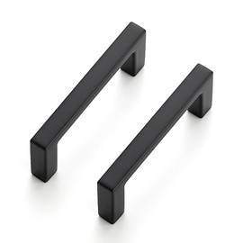 Ravinte 15 Pack Matte Black Cabinet Pulls, 2-1/2 Inch (64mm) Hole Center Slim Kitchen Handles, Square Drawer Pulls for Cabinets & Cupboards, Hardware
