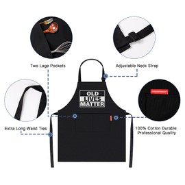 APRONPANDA Old Lives Matter Kitchen Aprons - Funny Christmas Gifts Birthday or Retirement Gifts for Mom, Dad, Grandad, Grandma - 50th 60th 70th Birthday Gifts for Men Women