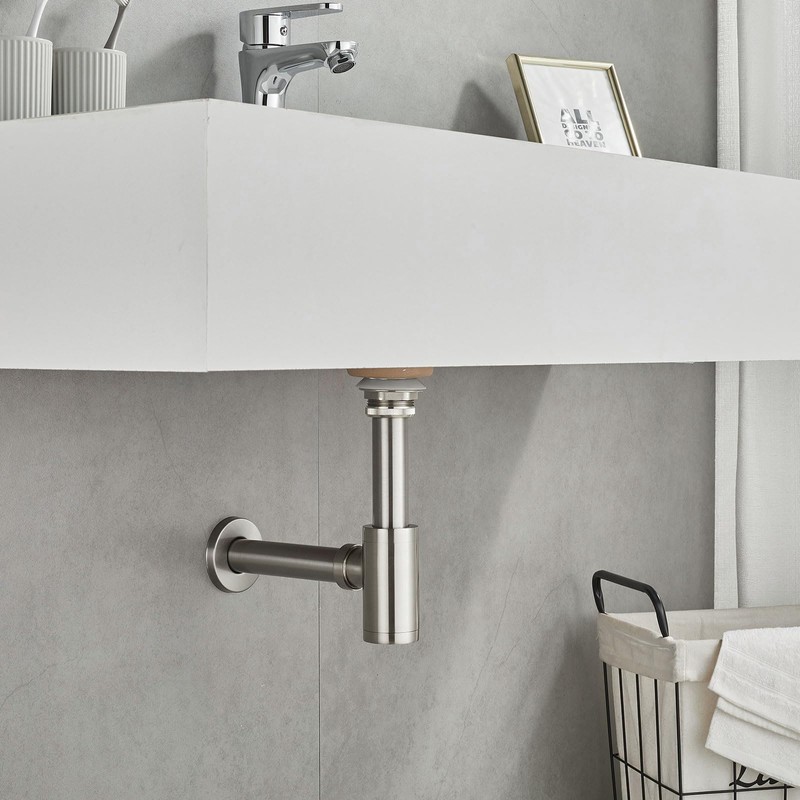 MENATT Bathroom Sink P-Trap Complete Set, Solid Brass 1-1/4 Bottle