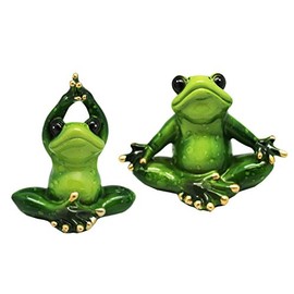 StealStreet SS-G-61187 Green Frog with Black Eyes Implementing Yoga Figurine Set, 3.75"