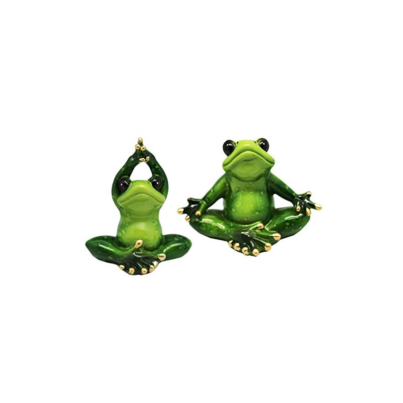 StealStreet SS-G-61187 Green Frog with Black Eyes Implementing Yoga Figurine