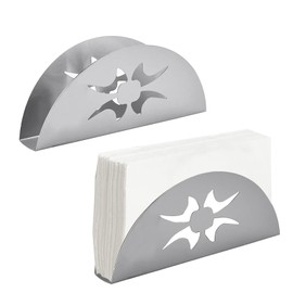 Napkin Holder, Pack of 2 Stainless Steel Napkin Holder, Metal Napkin Dispenser, Retro Baked Silver, for Table Decoration in Restaurant, Cafe, Hotel or Kitchen