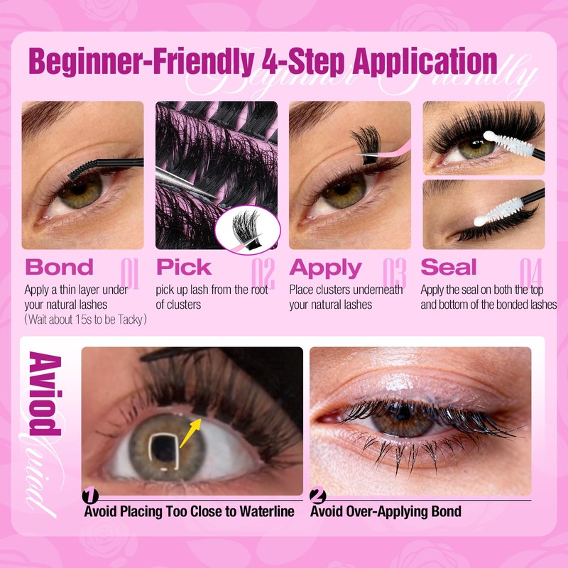 Yawamica Fluffy Lash Clusters Thick 200D Volume Eyelash Clusters 14-20mm