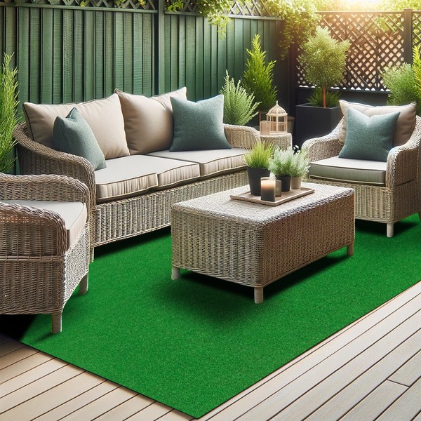 Ottomanson Artificial Grass Turf 7'10" x 9'10" Indoor Outdoor Faux