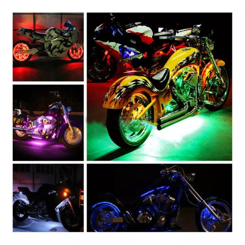 PUNKZZ Juego De 12 Tiras Luces Rgb Led Para Motocicleta