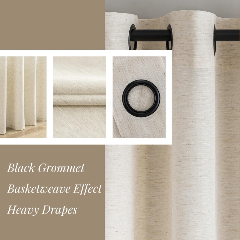 VOILYBIRD Natural Linen Curtains 84 Inch Length 2 Panels for