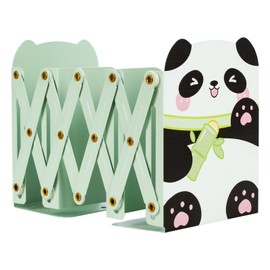 Bookend, Extendable, Bookstand, Tabletop Storage, Books, Magazines, Documents, Won't Fall Down, Metal, Stylish, Organizing Supplies (Panda)