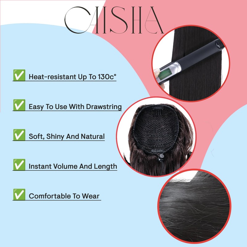 CAISHA 26" Hairpiece Ponytail Long Hair Extension Drawstring Straight Light