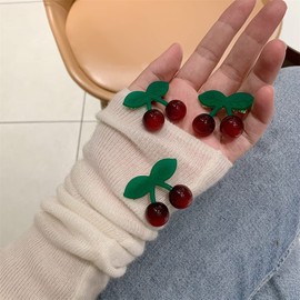 Hair Clips, Cherry Barrettes Hairpins for Party Daily, Set of 3 Lovely Handmade Headwear, Hair Accessories for Women Girls Kids Children