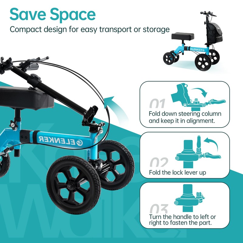 ELENKER Mobility All-Terrain Knee Scooter, Medical Scooter Double Handbrake for