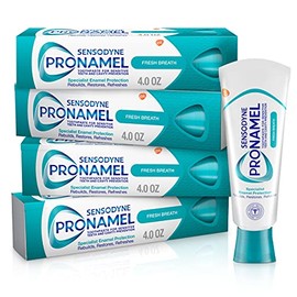 Sensodyne Pronamel Fresh Breath Pasta de dientes de esmalte para dientes sensibles y protección contra caries, Fresh Wave - 4 oz (paquete de 4)