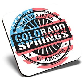 Great Single Coaster Square - Colorado Springs USA American Map |Glossy Quality Coasters | Tabletop Protection for Any Table Type #6071