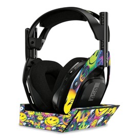 MightySkins Glossy Glitter Skin Compatible with Astro A50 Wireless Headphones + Base Station (Gen 4) - Peace Smile | Protective, Durable High-Gloss Glitter Finish | Easy to Apply | Made in The USA