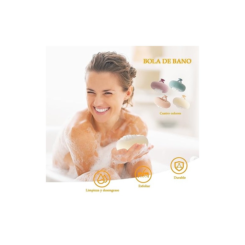 4 Piezas Esponja para Baño, Limpieza Profunda, Exfoliante Corporal Esponja