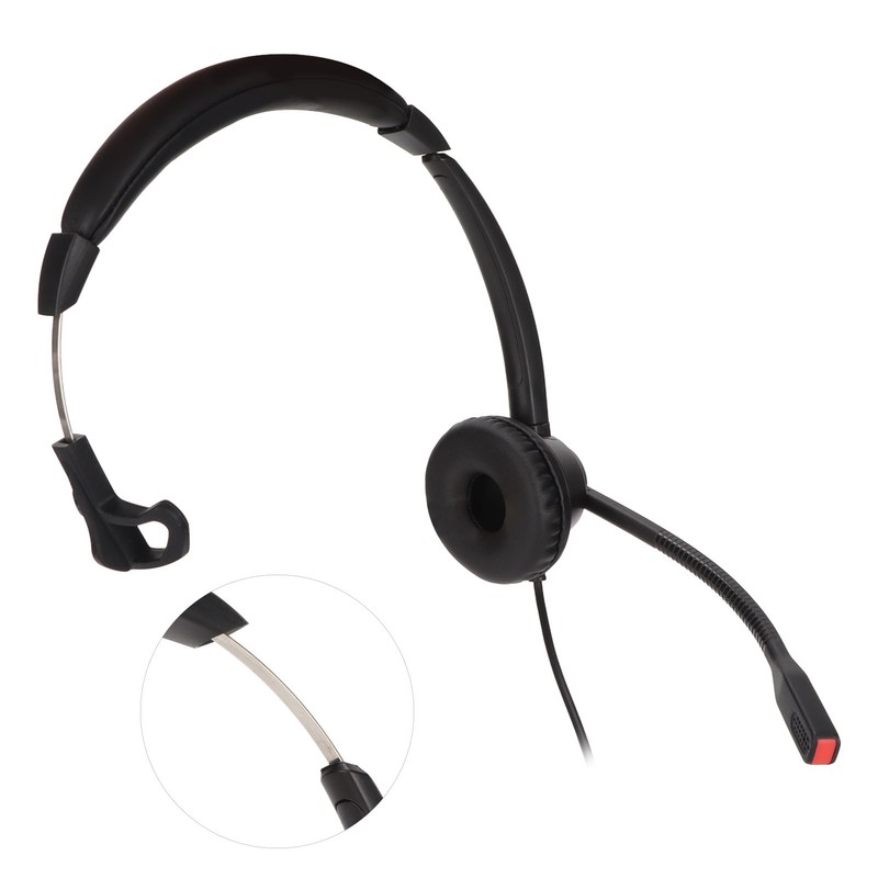 RJ9 Telephone Headset Noise Cancelling Unilateral Corded Business Headphone with