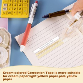 WISOPTUS 100 Feet Long Beige Correction Tape, Smooth Glide, No Residue, Quick Dry, Perfect for School, Office Supplies, Crafting, Note Taking, Journaling (2 Pack)