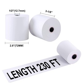 Jayard 3-1/8''x230' Thermal Paper Rolls For Credit Card - Cash Register Rolls - Premium Register Tape Pos Thermal Printer Paper (5 Rolls), Jayard-TP