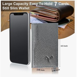 Wallet Slim Leather for Men RFID Blocking Bifold Minimalist Card Holder Pop-Up From Pocket Wallet Holds 7 Cards and Cash (Black)