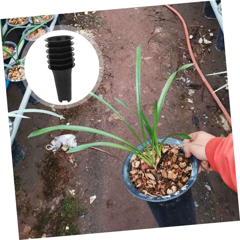 KONTONTY 4 Inch Tall Orchid Flower Pots Plastic Planting Cups