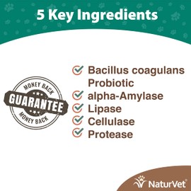 NaturVet – Digestive Enzymes for Dogs - Plus Prebiotics & Probiotics | Helps Support Diet Change & A Healthy Digestive Tract | for Dogs & Cats