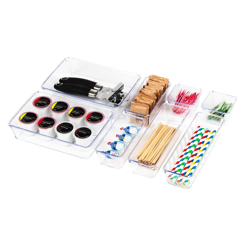 Mind Reader 8-Piece Drawer Organizer Set, Storage Trays for Kitchen,