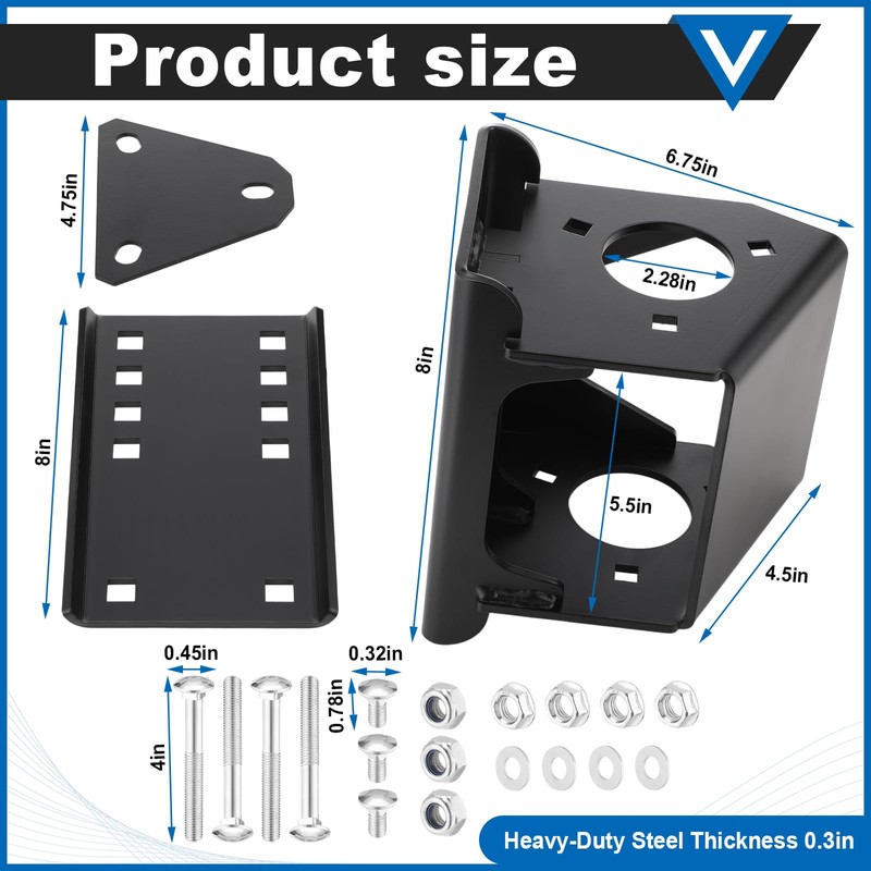 Shimeyao Tongue Jack Stand Bracket Bolt-On Relocation Set Fit for