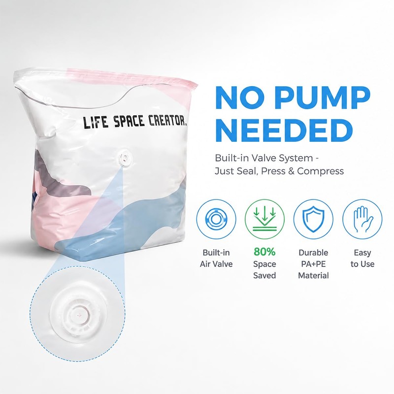 2-Pack (L) Better Life Space Bags – No-Pump Vacuum Storage