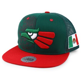 Trendy Apparel Shop Hecho En Mexico Eagle - Gorra de malla bordada 3D, Verde Oscuro Rojo, One Size