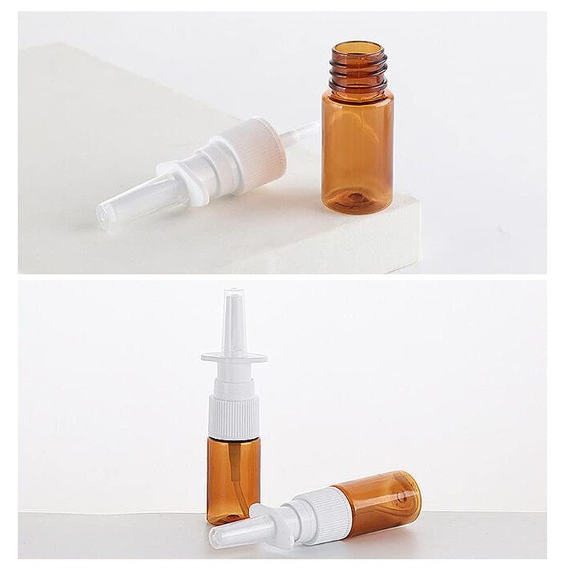6PCS 10ML Empty Brown Glass Nasal Spray Bottles Refillable Fine