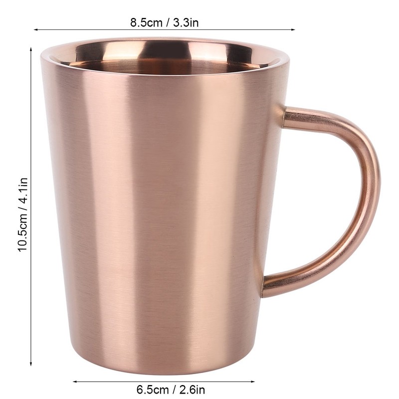 350ml Double Layer Stainless Steel Drinking Cup with Handle for