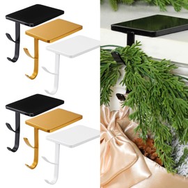 6 Pcs 2 in 1 Christmas Garland Hangers for Mantle Fireplace Stocking and Garland Hanger Two Hooks Durable Wrought Iron Metal Holder with Padded Contact Points for Holiday Xmas Home Shelf Decoration