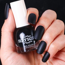 Major Dijit Matte Nail Polish Air Dry Nail Lacquer for Nail Art Varnish, Mist Effect Matte Finish Velvet Nail Polish, 0.35 fl oz (Piano Black-09, 10 ML)