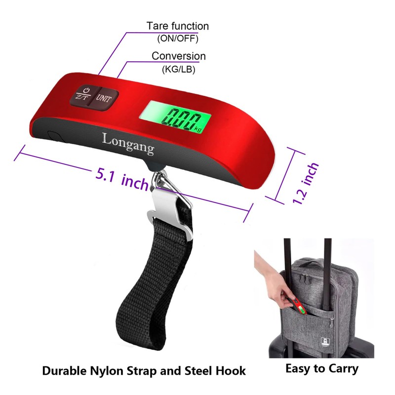 Longang Digital Hanging Luggage Scale with Backlit for Travel, Portable