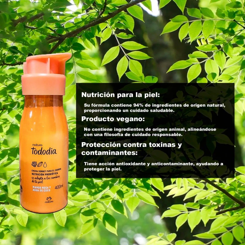 Crema Cuerpo Mango Rosa Agua Coco Tododía 400ml Natura
