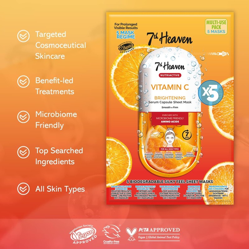 7th Heaven Nutriactive Vitamin C Sheet Masks Multipack (Pack of