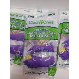 CLEAN ONES 6 PAIRS, SMALL (CHICO) CLEAN ONES PREMIUM MULTIPURPOSE LATEX NITRILE GLOVES