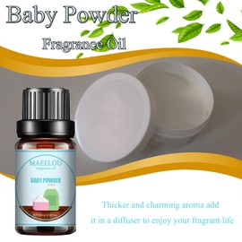 MAEELOU Baby Powder Fragrance Oils, 0.33 Fl Oz Essential Oils for Diffuser, for Humidifiers, Long Lasting Scented Oils for DIY Candle and Soap Making, Gift for Friend(10ml)