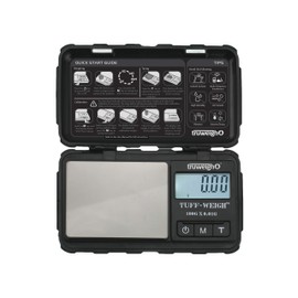 Truweigh TUFFWEIGH Digital Mini Scale (100g x 0.01g - Black/Black) - Rubberized Impact Resistant Digital Kitchen Scale - Travel Digital Pocket Scale - Digital Food Scale - Small Digital Scale