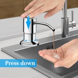 Soap Dispenser for Kitchen Sink and Extension Tube Kit, Stainless Steel Countertop Soap Dispenser with 47 Inches Tube Connects Directly to Soap Bottle, Hand and Dish Soap Dispenser Pump （Chrome）