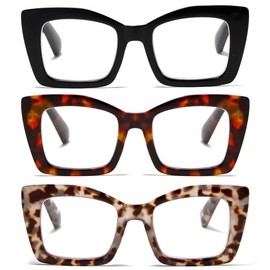 NaNaKo Reading glasses for Women - Oversized Stylish Style Readers with Blue Light Blocking and Spring Hinge(C1,+3.50)