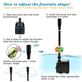 DOMICA 15W 220 GPH Submersible Fountain Pump with LED Light, Ultra Quiet Adjustable Water Pump (800L/H) for Water Feature, Hydroponics, Garden, Pond, Aquariums, Fish Tanks, Indoor Outdoor Fountain