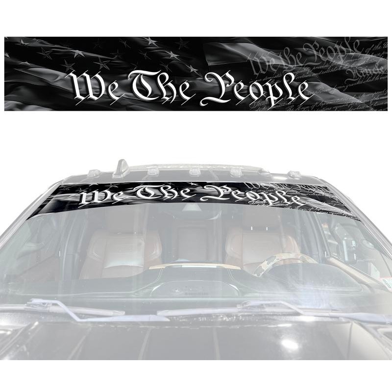 Solid Printed "We The People" Blackout Graphic Windshield Banner Visor