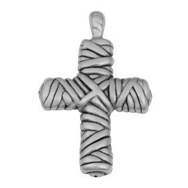 Kooljewelry Silver Electroform Puffed Cross Pendant Necklace (46cm )