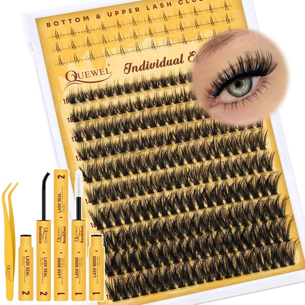 QUEWEL Lash Clusters Kit with Bottom Lashes, Cluster Lashes Kit