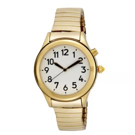 Time Optics Ladies Gold Tone Talking Watch White Face - Choice of Voices Male & Female