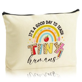 JAPBOR Teacher Makeup Bag Gift - Teacher Appreciation Gifts for Women, It's A Good Day to Teach Tiny Zipper Organizer Cosmetic Bag, Rainbow Travel Toiletry Pouch for Teacher of the Year Birthday Gifts